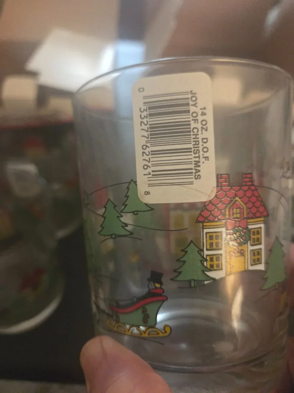 8 Christmas glasses in box from 1988